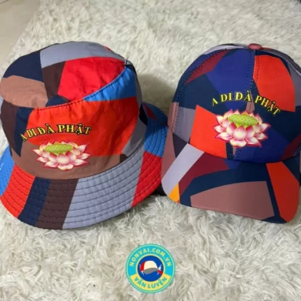 Nón bo vành, nón lưỡi trai in hoa sen cao cấp